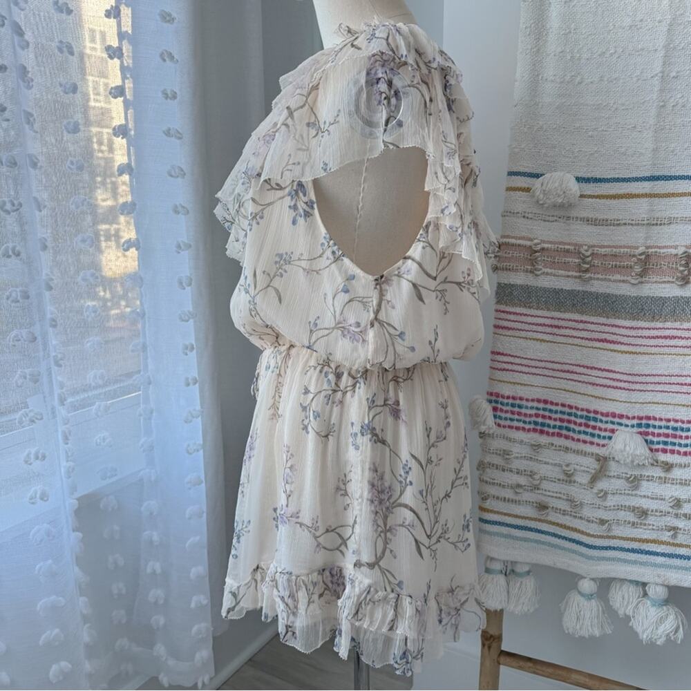 Zimmerman Beige Floral 100% Silk One Shoulder Ruffled Playsuit Women’s 3 US 10 - Picture 5 of 13